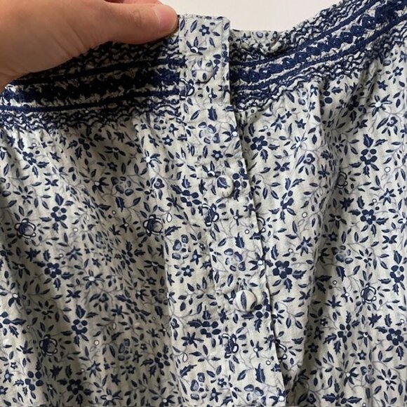 Madewell Blue Jeanette Crop Peasant Top Florentine Floral Size Small - Picture 10 of 16